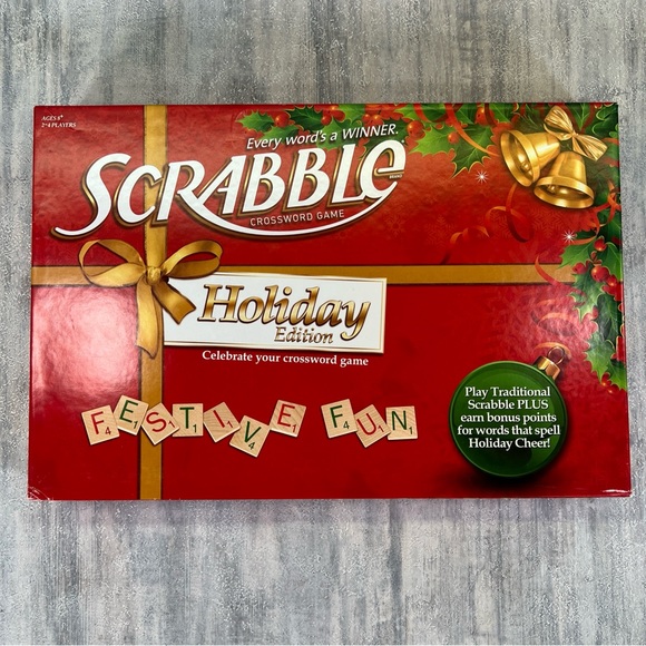 SCRABBLE Crossword Game Holiday Edition Christmas Fun Hasbro 2011 100% Complete - Picture 5 of 11